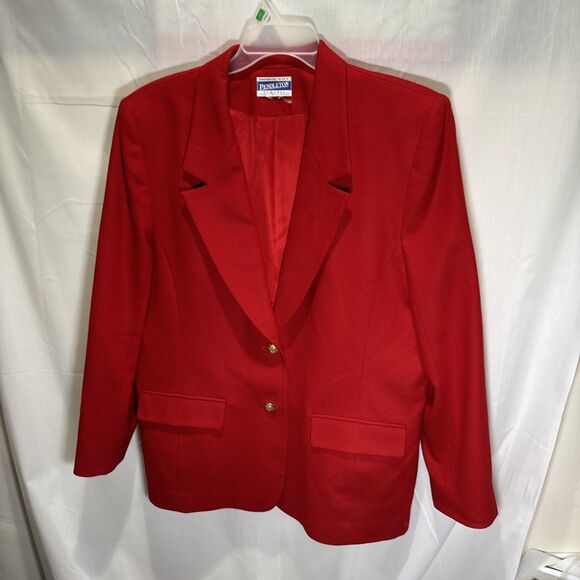 Vintage Pendleton Blazer L Womens Red Button Virgin Wool USA Jacket See Pics so - Picture 2 of 14